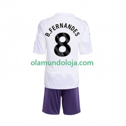 Camisola Manchester United Bruno Fernandes 8 Criança Equipamento Segundo 2025-2026 Manga Curta